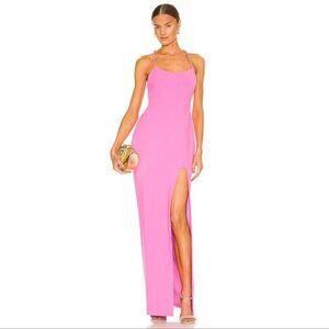 NWOT LIKELY Sammy Scoop Neck 'Pink Sugar' Body Skimming Crepe Gown Size 8